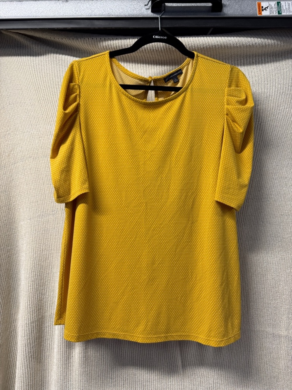 Adrianna Papell Mustard Short Sleeve Textured Top